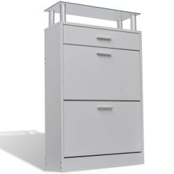 Meuble armoire &agrave; chaussure entr&eacute;e chambre bois tiroirs 12 paires 2002045