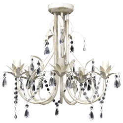 Lustre plafonnier suspendu lampe antique cristal 42,5 cm blanc 2402018