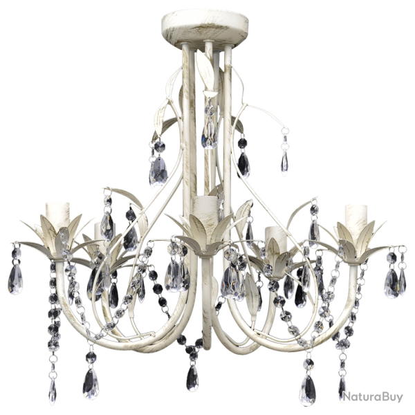 Lustre plafonnier suspendu lampe antique cristal 42,5 cm blanc 2402018