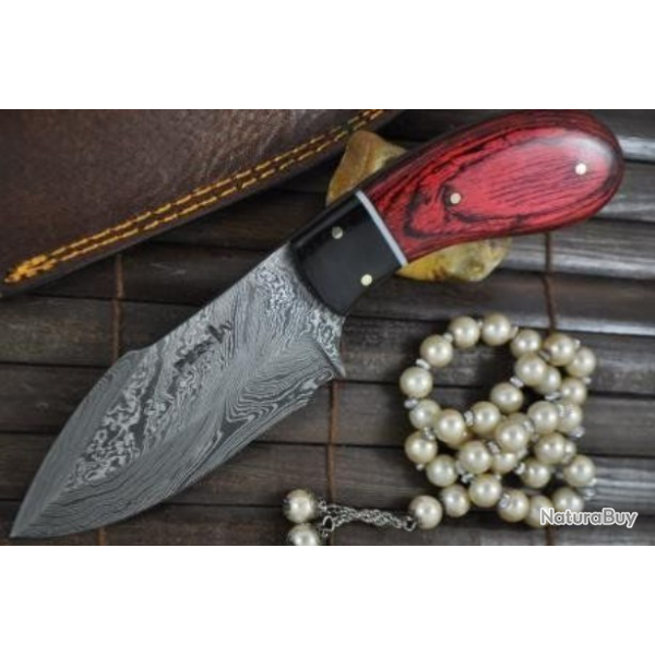 FULL TANG - Couteau de chasse Damas fait � la main - Id�al pour Bushcraft & Camping (2)