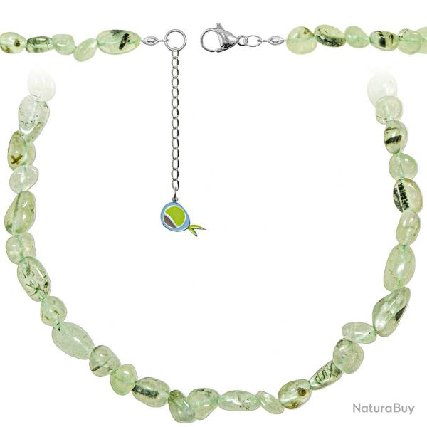 Collier en pr�hnite - Perles roul�es 8 � 12 mm - 43 cm