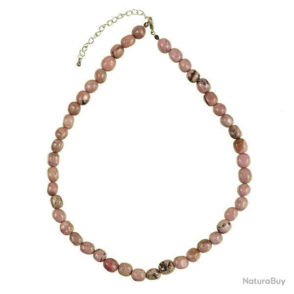 Collier en rhodonite - Perles pierres roul�es