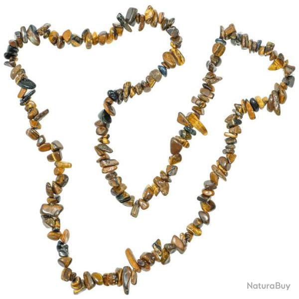Collier sautoir en oeil de tigre - perles baroques