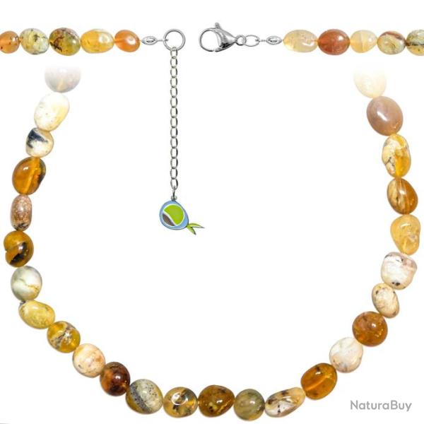 Collier en opale jaune - Perles roul�es 8 � 12 mm - 43 cm