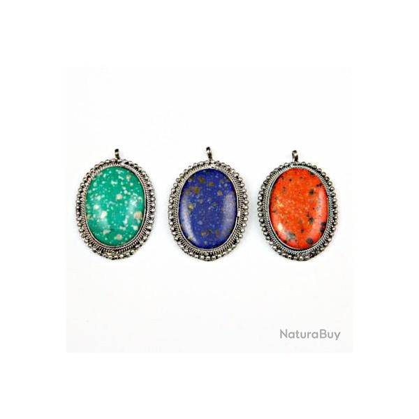 Pendentifs ovales en os artisanat p�ruvien - lot de 3