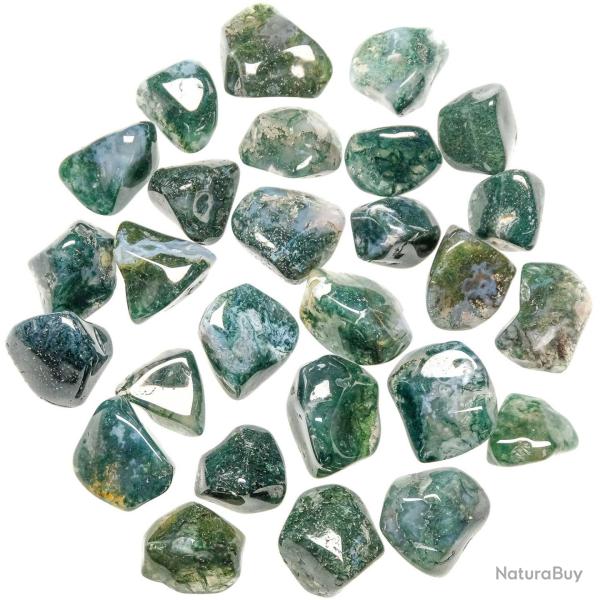 Pierres roul�es agate mousse - 2 � 3 cm - Lot de 4