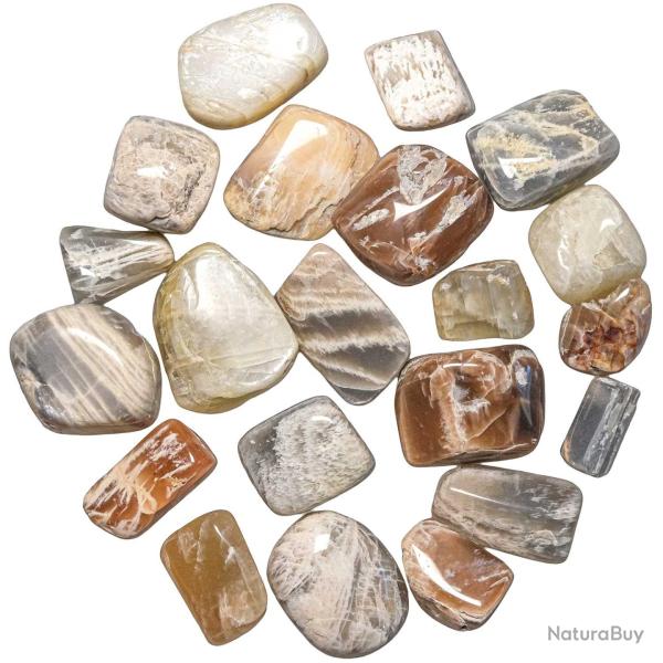 Pierres roul�es pierre de lune grise orang� - 2 � 3 cm - Lot de 7