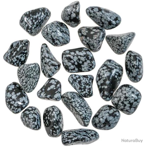 Pierres roul�es obsidienne neige - 2 � 3 cm - Lot de 3