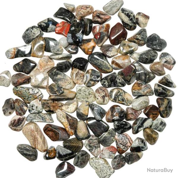 Pierres roul�es jaspe feuille d'argent - 1 � 2 cm - 50 grammes