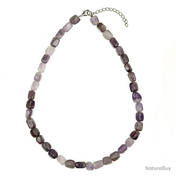 Collier en am�thyste - Perles pierres roul�es (forme carr�)