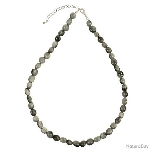 Collier en tourmaline grise oeil de chat - Perles pierres roul�es