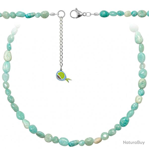 Collier en amazonite - Perles pierres roul�es 5 � 8 mm - 38 cm