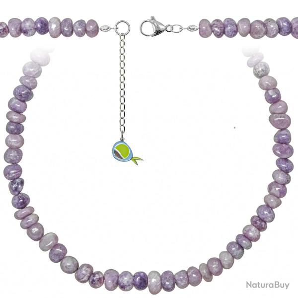Collier en l�pidolite - Perles roul�es 5 � 8 mm - 43 cm