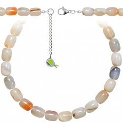 Collier en calc&eacute;doine - Grosses perles roul&eacute;es 1.5 cm - 38 cm