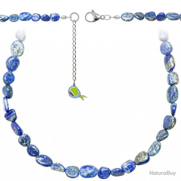Collier en lapis lazuli - Perles roul�es 7 � 10 mm - 38 cm