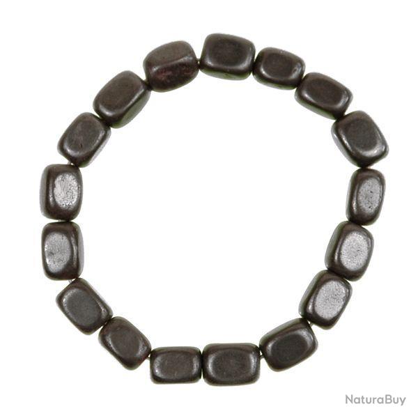 Bracelet en agate noire - Perles pierres roul�es (forme carr�)