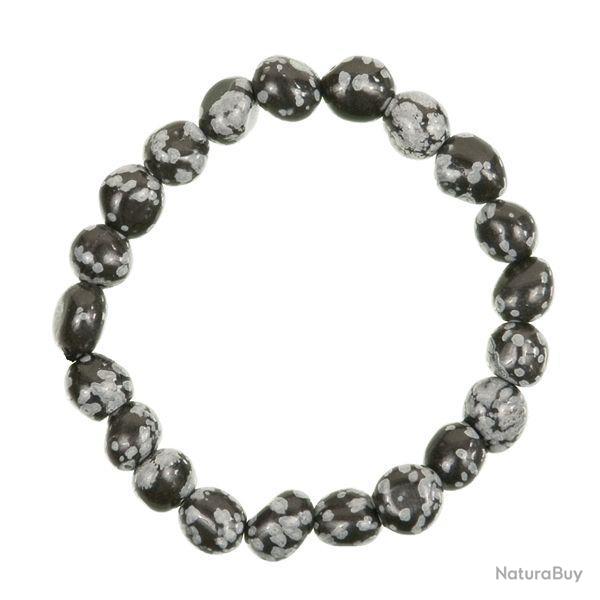 Bracelet en obsidienne neige - Perles pierres roul�es