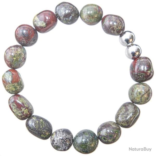 Bracelet en jaspe h�liotrope - Perles roul�es 8 � 10 mm