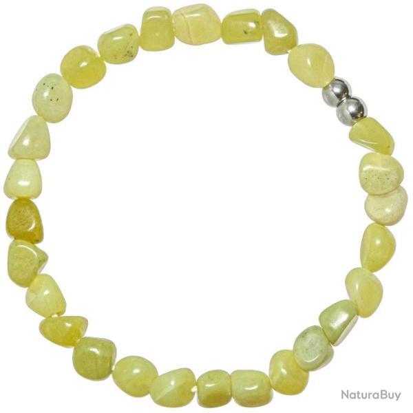 Bracelet en serpentine jaune - Perles pierres roul�es 5 � 8 mm