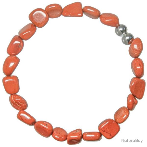Bracelet en jaspe rouge - Perles pierres roul�es 7 � 10 mm