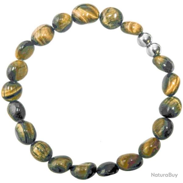 Bracelet en oeil de tigre - Perles roul�es 8 � 10 mm
