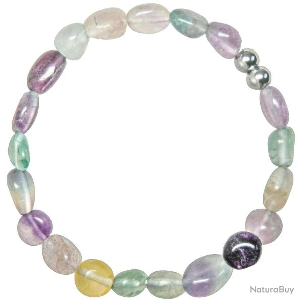 Bracelet en fluorite multicolore - Perles roul�es 8 � 12 mm