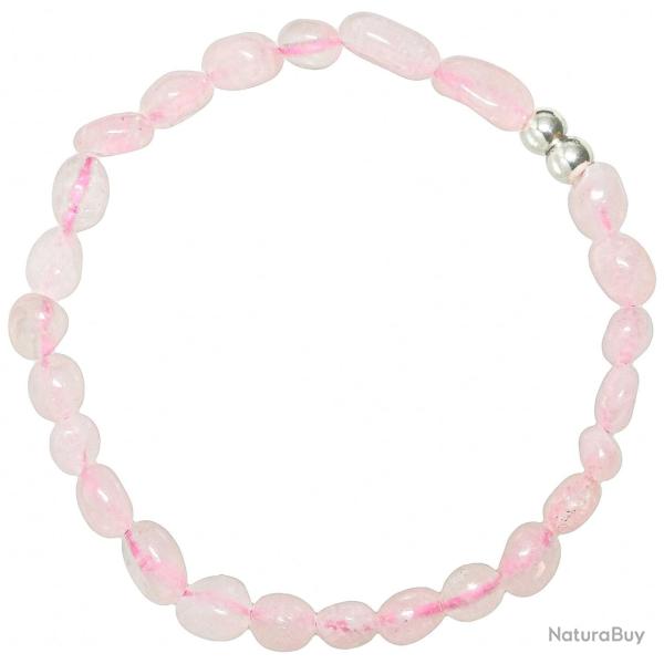 Bracelet en quartz rose - Perles pierres roul�es 5 � 8 mm