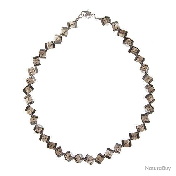 Collier en cristal fum� - Perles cubiques