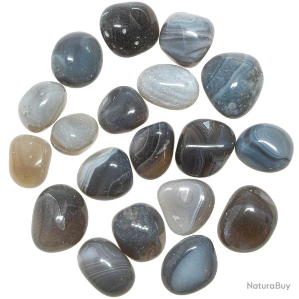 Pierres roules agate grise naturelle - 2  3 cm - Lot de 4