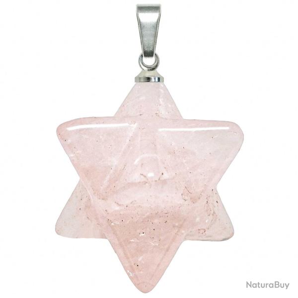 Pendentif �toile merkaba en quartz rose