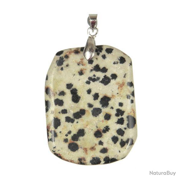 Pendentif pierre plate rectangulaire en jaspe dalmatien