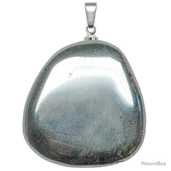 Pendentif galet plat en h�matite