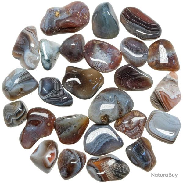 Pierres roul�es agate de Botswana - 2 � 3 cm - Lot de 3