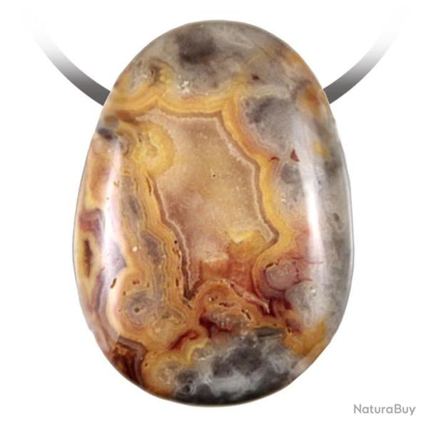 Pendentif goutte pierre perc�e en agate crazy lace