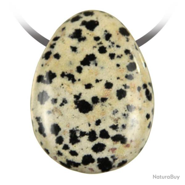 Pendentif goutte pierre perc�e en jaspe dalmatien