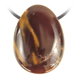 Pendentif goutte pierre perc&eacute;e en jaspe moka&iuml;te
