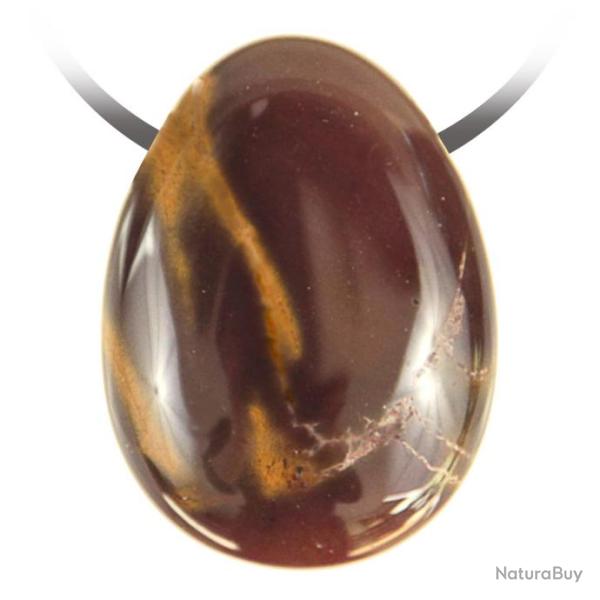 Pendentif goutte pierre perc�e en jaspe moka�te