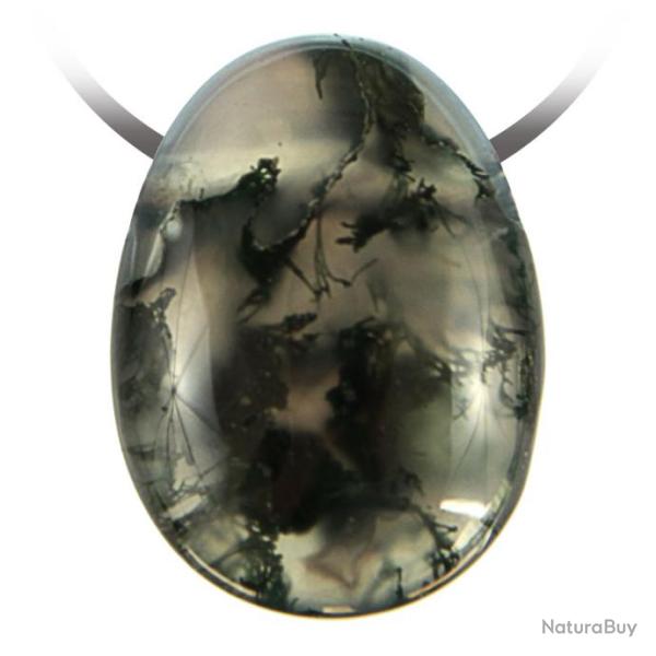 Pendentif goutte pierre perce en agate mousse