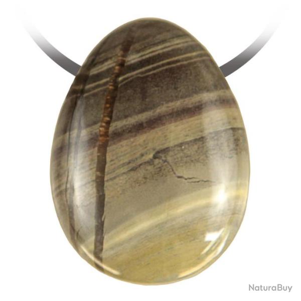 Pendentif goutte pierre perc�e en jaspe ray�
