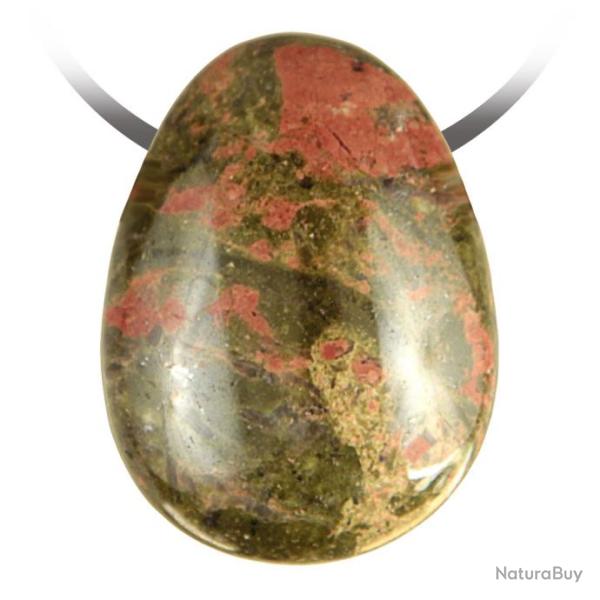 Pendentif goutte pierre perc�e en unakite