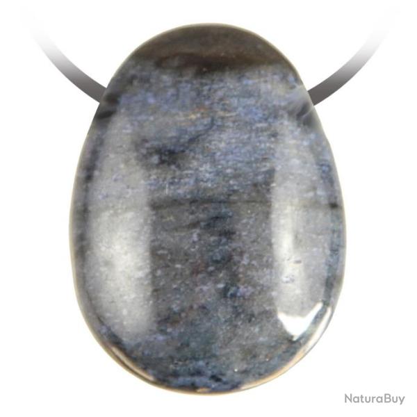 Pendentif goutte pierre perc�e en dumortierite