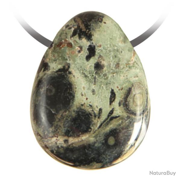 Pendentif goutte pierre perc�e en jaspe de kambaba