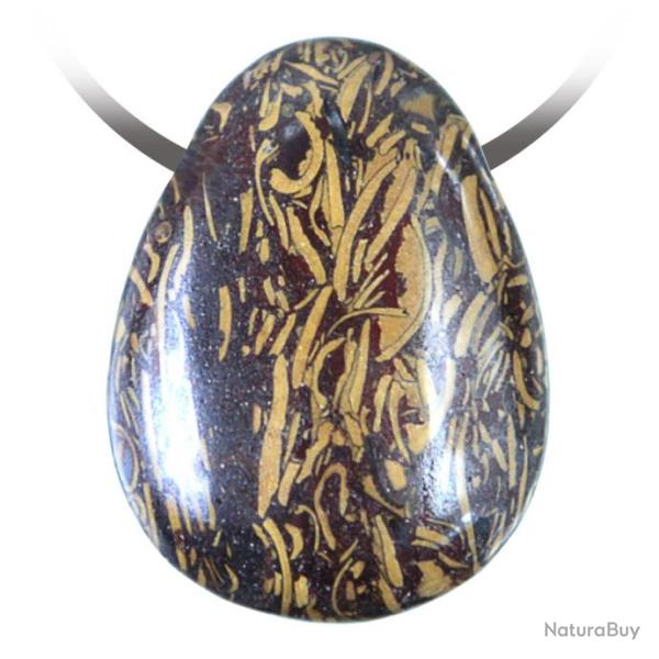 Pendentif goutte pierre perc�e en jaspe peau de serpent