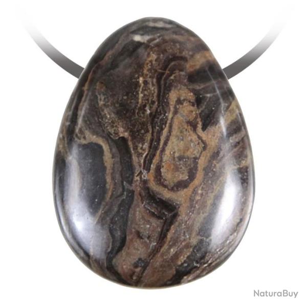 Pendentif goutte pierre perc�e en stromatolithe
