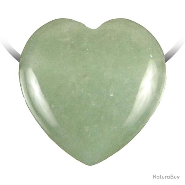 Pendentif coeur pierre perc�e en aventurine verte