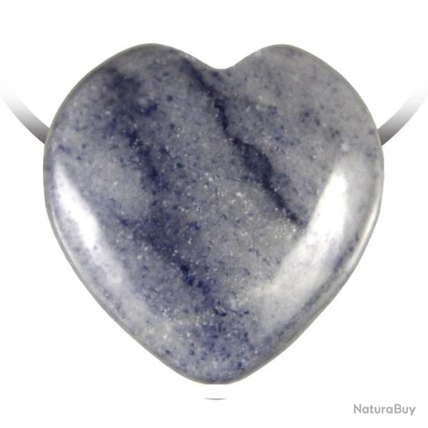 Pendentif coeur pierre perc�e en quartz bleu