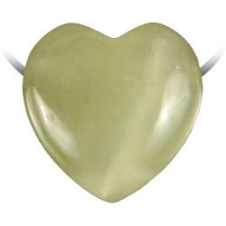 Pendentif coeur pierre perc&eacute;e en jade de Chine