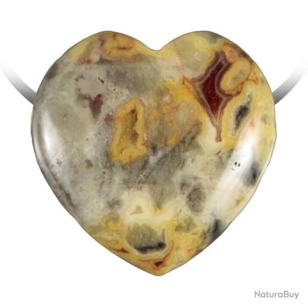 Pendentif coeur pierre perc�e en agate crazy lace