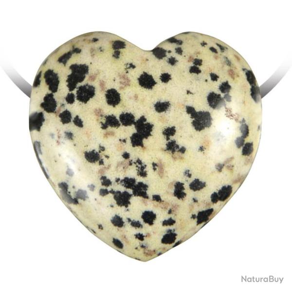 Pendentif coeur pierre perc�e en jaspe dalmatien