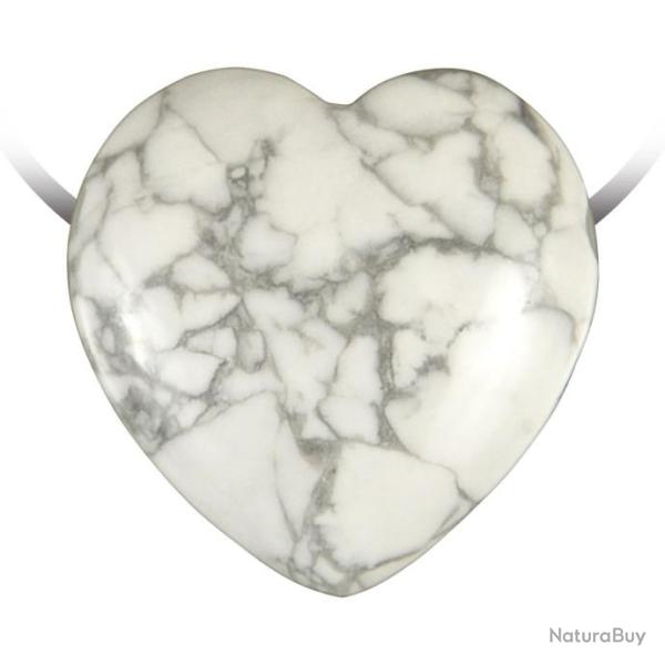 Pendentif coeur pierre perc�e en howlite